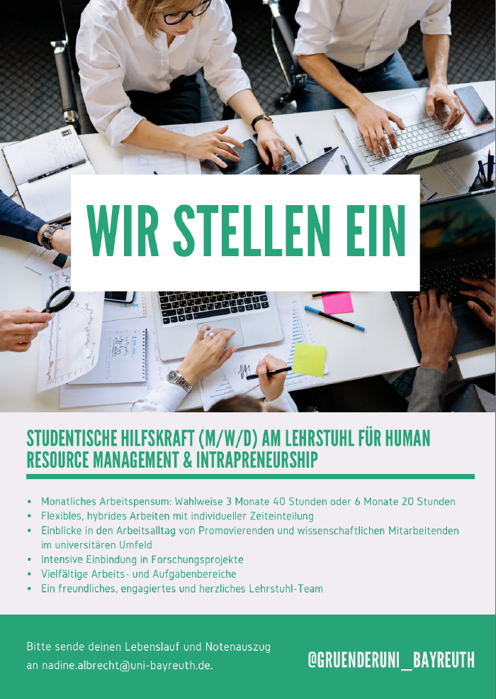 Aktuelle Stellenausschreibung: Studentische Hilfskraft (m/w/d)